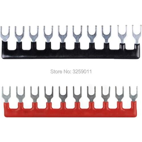 10PCS TB2510 Suyep 10 Positions 25A Wire Connector Pre Insulated Fork Type Barrier Spades Terminal Strip Jumper Block