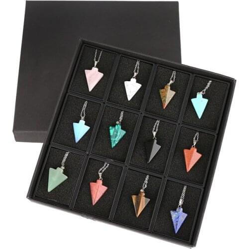 12pcs/lot fashion high quality assorted natural stones arrow charms pendants for jewelry marking free shipping 2018