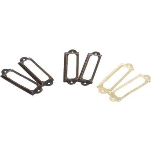 12Pcs Metal Label Pull Frame Handle File Name Card Holder For Furniture Cabinet Drawer Box Case Bin