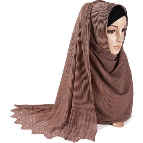 2020 muslim women bubble chiffon scarf hijab foulard femme musulman plain shawls islamic headscarf clothing Arab wrap head scarf