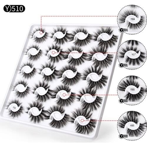 3D Artificial Mink Eyelashes Naturally Long Curly Thick Eyelashes 20 Pairs of False Eyelashes Mixed Handmade Mink Eyelashes