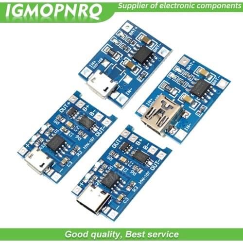 5pcs 5V Micro USB 1A 18650 TP4056 Lithium Battery Charging Board With Protection Charger Module
