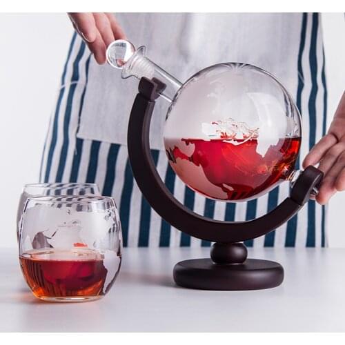 850mL Whiskey Decanters Globe for Bourbon Vodka Wine Glasses Dispensers World Maps Liquor Dispenser Man Women Bar Banquet Gifts