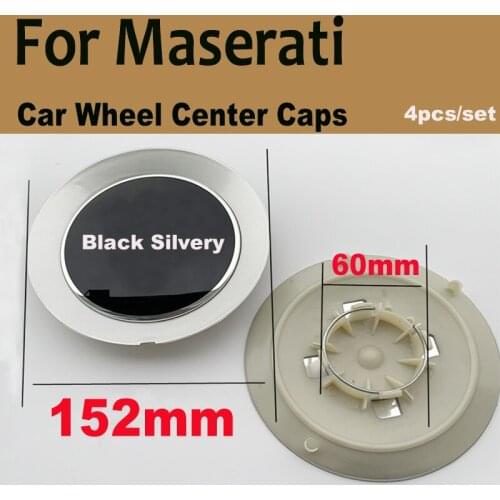 4PCS 152mm Car Accessory Auto Car Wheel Center Hub Rims Cover Caps Wheel Hub Cap Rim Emblem Black Silvery for Ghibli 2014-2018