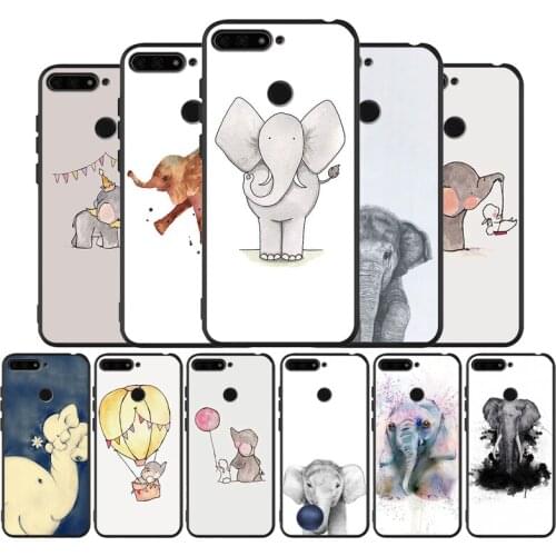 Elephant Nursery Art black Silicone Phone Case For honor 30 20 Pro 8 8X 9 10 20 Lite Mate 10 20 30 Lite Pro cover