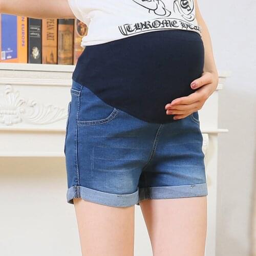 Denim Maternity Shorts For Pregnant Women Clothing Pregnancy Cotton Clothes Short Belly Skinny Jeans Pants Gravida