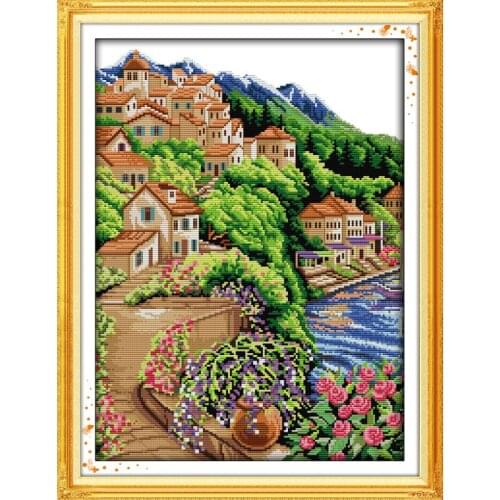 Everlasting Love Near Sea And Hill Chinese Cross Stitch Kits Ecological Cotton Stamped Printed 11 Christmas Decorations For Home