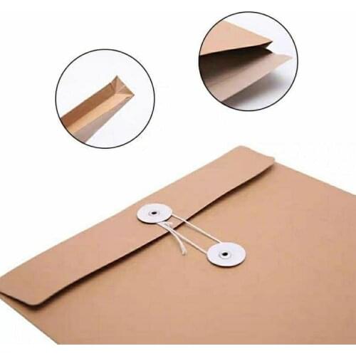 A4 Brown kraft Paper File Holder Envelope Bags Document Storage Organizer Envelopes With String School Office Project Folder Bag