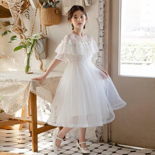 4 To 15 Years 2021 New Summer Embroidery Girls Dress Kids Teenage Girl Clothes Ball Gown Children Dresses Long Patchwork Dress