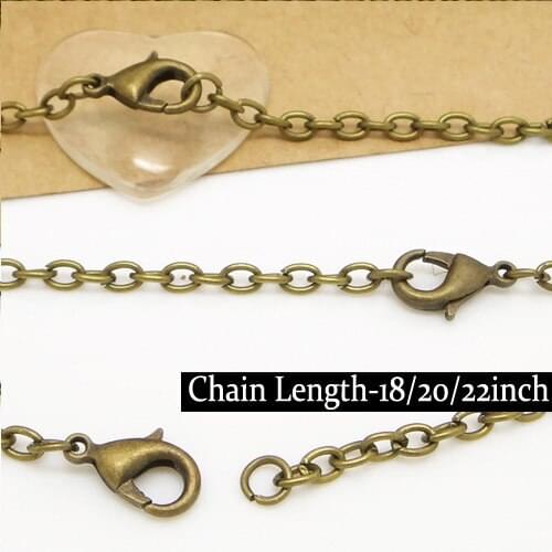 Three lengths-45/50/55mm 50pcs Antique Bronze Iron Metal 3*4mm "O"-shaped Chains with Lobster Clasp for DIY Jewelry Making
