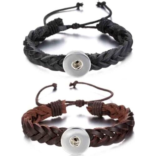 Fashion Adjustable 167 Interchangeable Really Leather Bracelet 18mm Snap Button Ginger Bangle Charm Jewelry For Women Gift