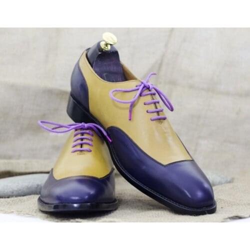 Autumn New Men Fashion Pu Color Matching Lace Up Pointed Toe Cover Business Dress Shoes Barber Shoes Personality Hot Sale AQ154
