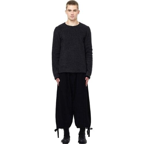 Mens casual pants, woolen trousers, wide leg pants, autumn and winter youth fashion, urban fashion