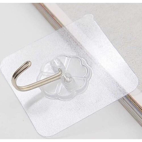 1Pcs Waterproof Wall Hooks Oilproof Self Adhesive Transparent Reusable Seamless Hanging Hook For Kitchen Bathroom Office