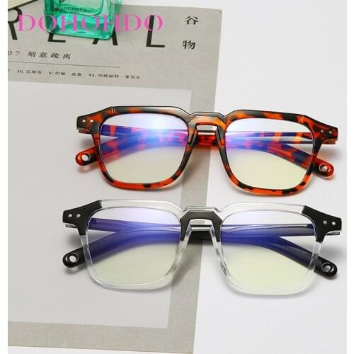 Men Blue Light Blocking Glasses Womens Vintage Square Anti Blue Light Computer Glasses Frame UV Gaming Filter Optical Glasses