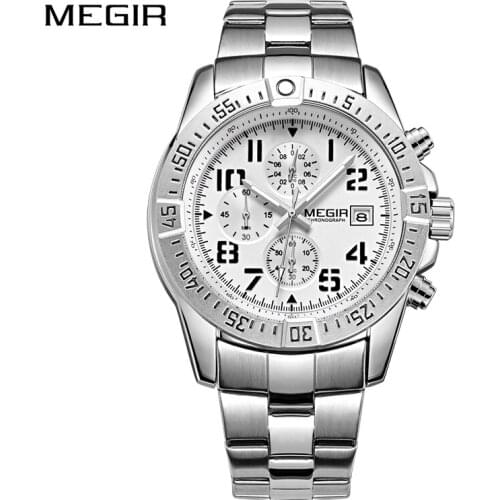 MEGIR Original Luxury Men New Watch Stainless-Steel Men’s Quartz Wrist Watches Business Waterproof Male Clock Relogio Masculino