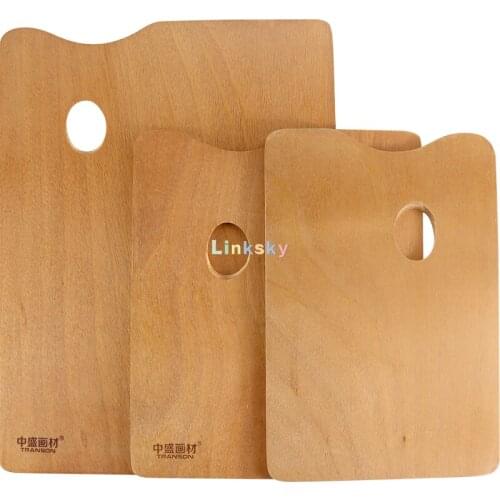 Large Wooden Square-Shaped Artist Painting Palette with Thumb Hole,Easy Clean, Mix Acrylic, Oil, Watercolor, Adults,Art Students