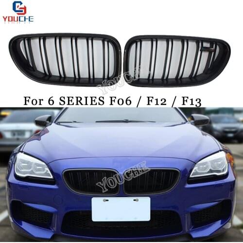 F06 Carbon Fiber Front Grille Double Line Slat Grill for BMW 6 Series F06 F12 F13 M6 Sedan Coupe Convertible 640i650i 2012 -2018