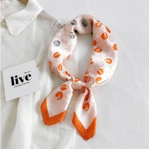 Yishine 2021 New Elegant Silk Square Scarf Women Foulard Bandana Neck Hairband Print Handkerchief Shawl 70*70cm