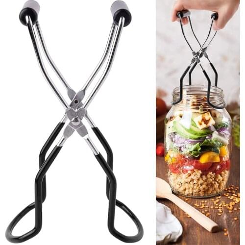 Canning Jar Lifter With Grip Handle Stainless Steel Can Tongs Clip Heat Resistance Anti-Clip Jar Glass Bottle Holder Kitchen Too
