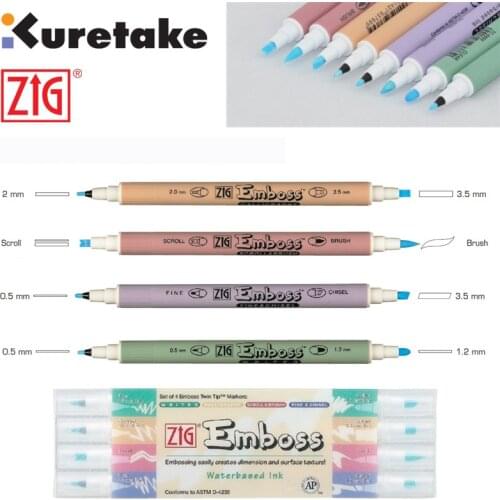 ZIG Kuretake Embossing Pens Glue Pens Calligraphy Scroll & Brush Fine & Chisel Japan