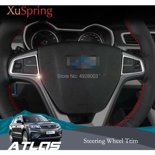 Car Steering Wheel Knob Panel Trim Frame Cover Sticker Garnish Styling For Geely Atlas Boyue Emgrand NL-3 Proton X70 2016-2019