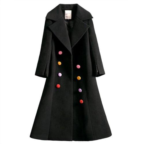 Woolen Coat Women Clothing New 2021 Woolen Jacket Women Clothes Long Slim Thickening Warm Coats Female Jackets Black