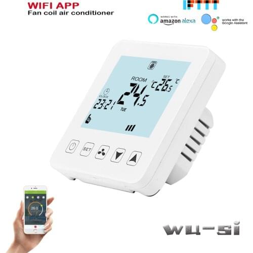 Voice controlled WIFI air conditioner thermostat 2P / 4P heating and cooling, 95-240VAC