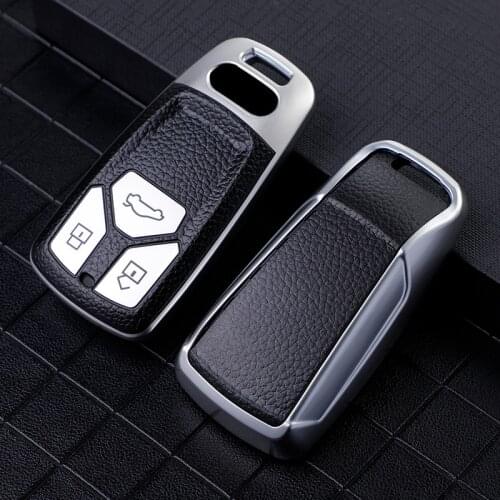 TPU Leather Car Key Cover For Audi A4 B9 Q5 Q7 TT TTS 8S A6 C7 C8 3 Buttons Smart Keychain Remote Fob Shell Case Bag Accessories
