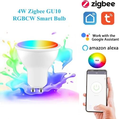 ZigBee GU10 LED RGBCW 4W Smart Bulbs Spotlight Tuya Smart Life APP Smart Home Automation Work with Alexa Google Home Assistant