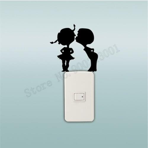Couple Silhouette Vinyl Art Removeable Wall Sticker Boy Kissing Girl Switch Sticker Poster Mural Beauty For Kidsroom Decor LY888