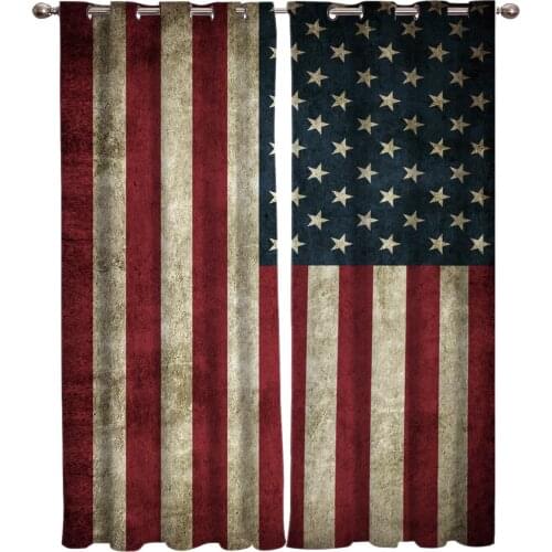 Vintage Style American Flag Room Curtains Large Window Window Blinds Living Room Curtains Bedroom Drapes Decor Kids Room Curtain