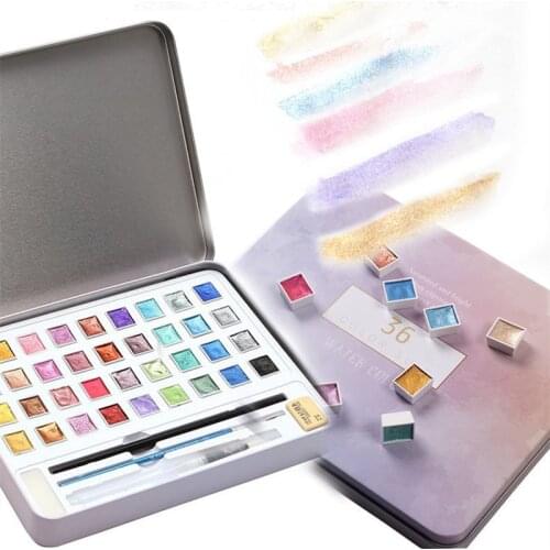 36 Colors Pearl Lustre Solid Watercolor Metallic Gouache Hand Painted Nail Enhancement Metallochrome Water Color Nail Beaury