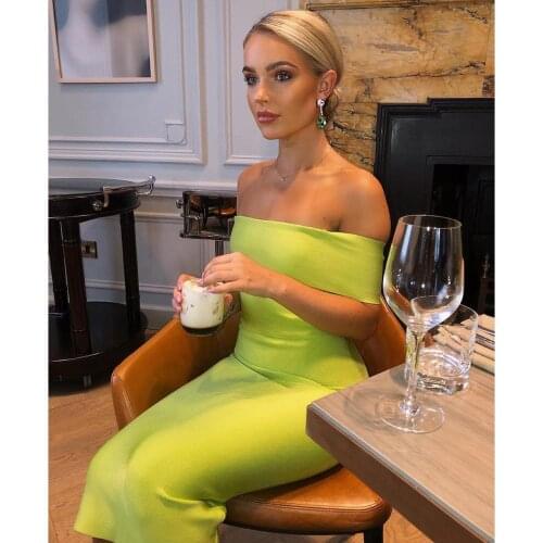 2019 High Quality Green Offer Shoulder Bandage Ryon Dress Sexy Bodycon Summer Dress