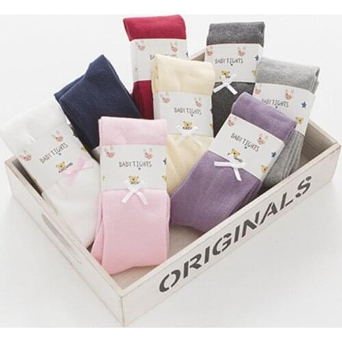Winter Warm Kids Baby Girls Bow Tights Elastic Winter Warm Pantyhose Solid Soft Cotton PP Pants Bottoms New