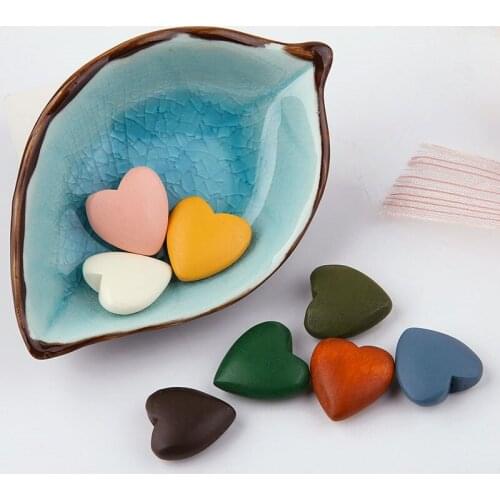 10pcs Solid Paint Love Pendant Earrings for Women Accessories Materials Diy Ear Jewelry Mori Wooden Single-hole Wholesale Wood