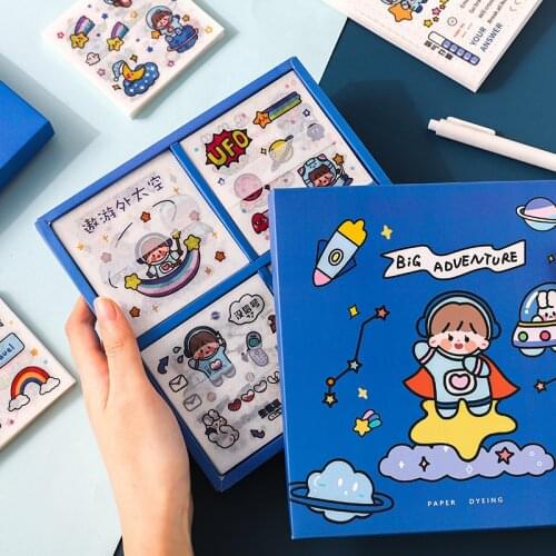 100 Pcs Cute Cartoon Girls Planet Travel Decoration Washi Scrapbooking Middle Size Stickers For Scrapbook Planners Album