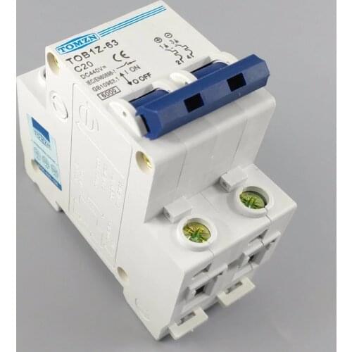 2P 20A DC 440V Direct Current Circuit breaker MCB C curve