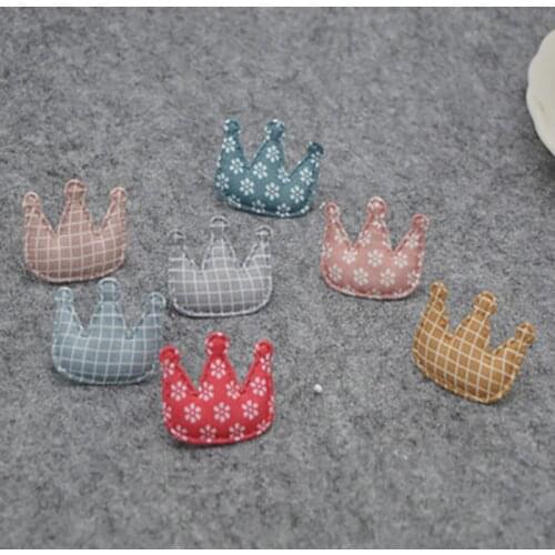 3.8*3cm 50pcs/lot Brocade crown diy Padded Applique For Children cloth Headdress Accessories free shipping