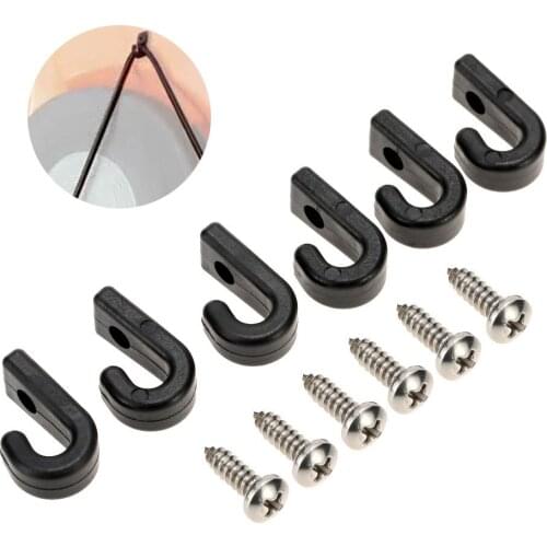 6PCS Nylon J-hooks for Kayaks Canoes or Boats with Screws Lashing Hooks for Kayak Bungee Cord