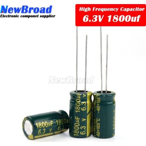10PCS Aluminum electrolytic capacitor 1800UF 6.3V 16V high frequency low resistance long life direct inserted 8*16 10*20MM Green