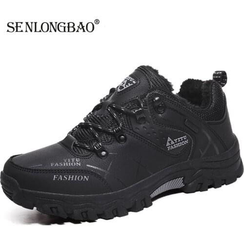 New Autumn Winter Warm Plush Snow Boots Sneakers Men Shoes Outdoor Casual Hiking Boots Non-slip Lace-up Ankle Boots Size 39-47