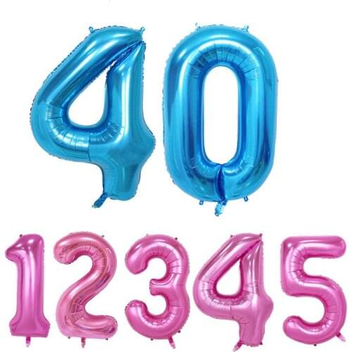 40 inch blue pink black digital aluminum foil balloons festive anniversary wedding birthday decoration floating helium balloons
