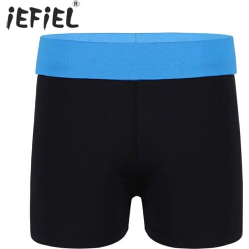 Kids Girls Wide Elastic Waistband Activewear Shorts Bottoms for Sports Gymnastic Leotard Workout Performance Costumes Shorts