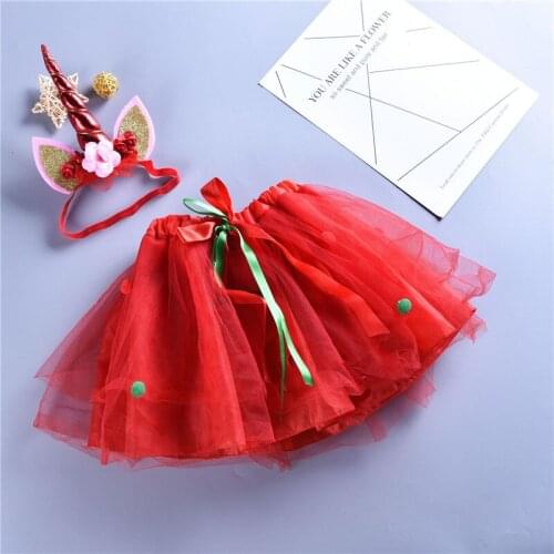Kids Girls TUTU Skirts Christmas Style Infant Clothes Children Unicorn Headband Tulle Skirt Princess 0-2Y Baby Girls Outfit A371