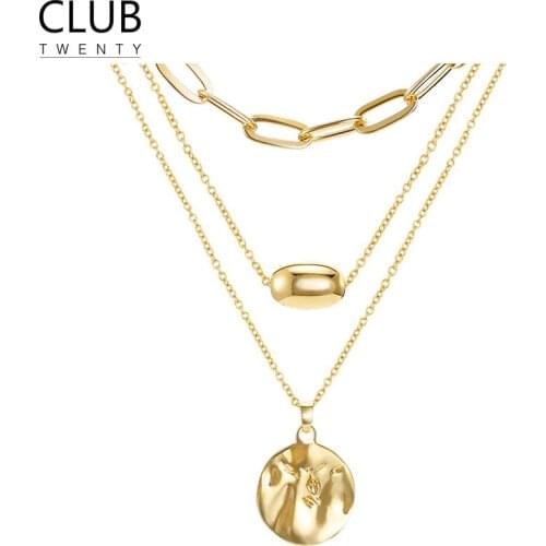 Designer Vintage Necklace For Women Fashion Gold Color Medallion Necklace Multiple Layers Pendant Long Necklaces Boho Jewelry