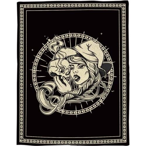 Halloween Witch Skull Printed Flannel Blanket Soft Throw Blanket Machine Washable Blankets for Beds