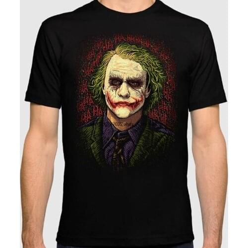 Joker Heath Ledger Art T Shirt The Dark Knight Tee High Quality Cotton Tee Womens and Mens Sizes