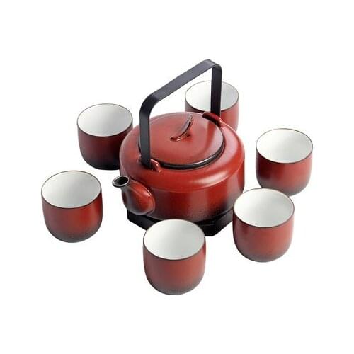 Jingdezhen pottery kung fu tea set red pottery beam pot teapot large capacity cups