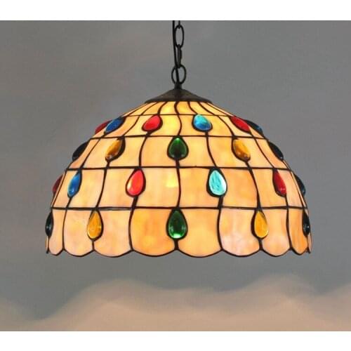 30cm Phoenix Bead Lamp European Creative Tiffany Colored Glass Living Room Dining Room Bedroom Balcony Aisle Chandelier